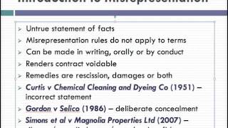 Misrepresentation Lecture 1 of 4 [upl. by Minta]